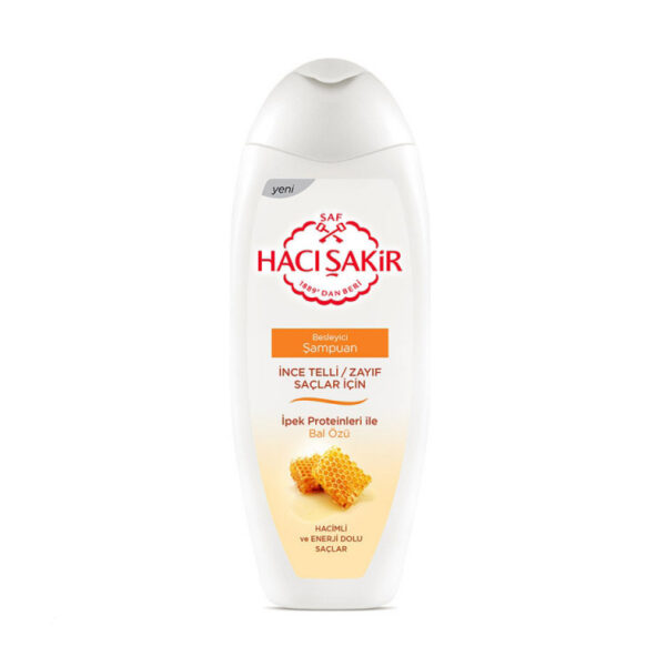شامپو سر حاجی شاکر HACI SAKiR حاوی رایحه: عسل مناسب موهای ضعیف و نازک حجم: 500ml